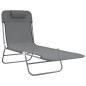 vidaXL Sonnenliegen Klappbar 2 Stk. Grau Textilene und Stahl vidaXL Sonnenliegen Klappbar 2 Stk. Grau Textilene und Stahl