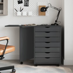 vidaXL Rollschrank mit Schreibtisch MOSS Grau Massivholz Kiefer