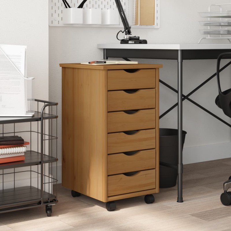 vidaXL Rollschrank mit Schubladen MOSS Honigbraun Massivholz Kiefer vidaXL Rollschrank mit Schubladen MOSS Honigbraun Massivholz Kiefer