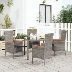 vidaXL Gartenstühle mit Kissen 4 Stk. Poly Rattan Grau