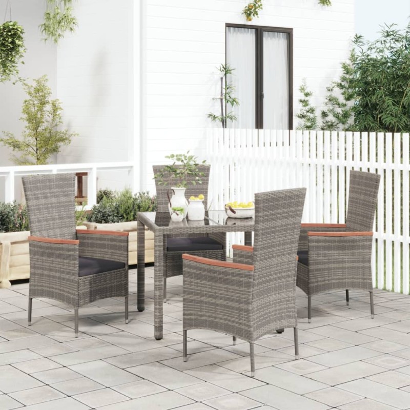 vidaXL Gartenstühle mit Kissen 4 Stk. Poly Rattan Grau vidaXL Gartenstühle mit Kissen 4 Stk. Poly Rattan Grau