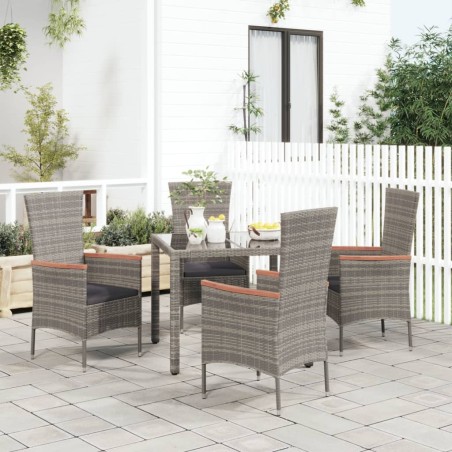 vidaXL Gartenstühle mit Kissen 4 Stk. Poly Rattan Grau