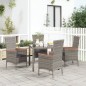 vidaXL Gartenstühle mit Kissen 4 Stk. Poly Rattan Grau vidaXL Gartenstühle mit Kissen 4 Stk. Poly Rattan Grau