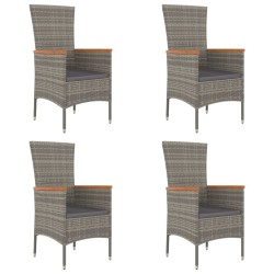 vidaXL Gartenstühle mit Kissen 4 Stk. Poly Rattan Grau