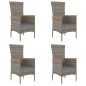 vidaXL Gartenstühle mit Kissen 4 Stk. Poly Rattan Grau vidaXL Gartenstühle mit Kissen 4 Stk. Poly Rattan Grau