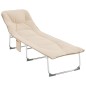 vidaXL Sonnenliege Klappbar Beige Stoff vidaXL Sonnenliege Klappbar Beige Stoff