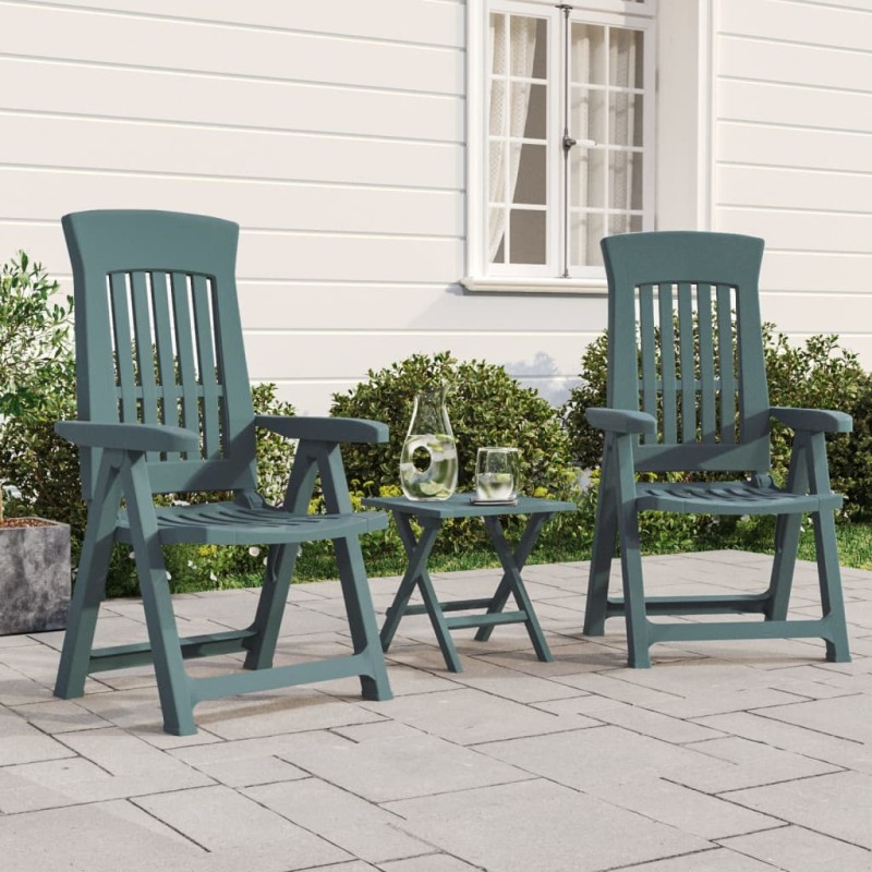 vidaXL Gartenstühle 2 Stk. Verstellbar Grün PP vidaXL Gartenstühle 2 Stk. Verstellbar Grün PP