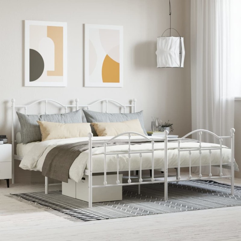 vidaXL Bettgestell mit Kopf- und Fußteil Metall Weiß 180x200 cm vidaXL Bettgestell mit Kopf- und Fußteil Metall Weiß 180x200 cm