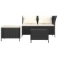 3-tlg. Garten-Lounge-Set mit Kissen Schwarz Poly Rattan 3-tlg. Garten-Lounge-Set mit Kissen Schwarz Poly Rattan