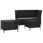 3-tlg. Garten-Lounge-Set mit Kissen Schwarz Poly Rattan 3-tlg. Garten-Lounge-Set mit Kissen Schwarz Poly Rattan