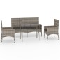 4-tlg. Garten-Lounge-Set mit Kissen Grau Poly Rattan 4-tlg. Garten-Lounge-Set mit Kissen Grau Poly Rattan