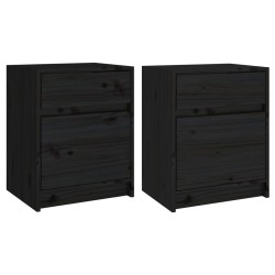 vidaXL Nachttische 2 Stk. Schwarz 40x31x50 cm Massivholz Kiefer