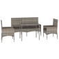 4-tlg. Garten-Lounge-Set mit Kissen Grau Poly Rattan 4-tlg. Garten-Lounge-Set mit Kissen Grau Poly Rattan