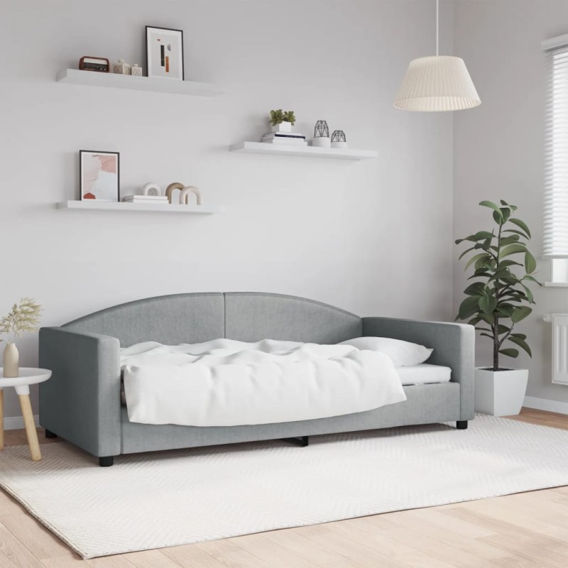 vidaXL Tagesbett Hellgrau 90x190 cm Stoff vidaXL Tagesbett Hellgrau 90x190 cm Stoff