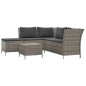 4-tlg. Garten-Lounge-Set mit Kissen Grau Poly Rattan 4-tlg. Garten-Lounge-Set mit Kissen Grau Poly Rattan