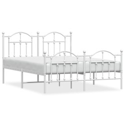 vidaXL Bettgestell mit Kopf- und Fußteil Metall Weiß 140x190 cm