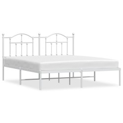 vidaXL Bettgestell mit Kopfteil Metall Weiß 180x200 cm
