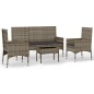 4-tlg. Garten-Lounge-Set mit Kissen Grau Poly Rattan 4-tlg. Garten-Lounge-Set mit Kissen Grau Poly Rattan
