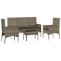 4-tlg. Garten-Lounge-Set mit Kissen Grau Poly Rattan 4-tlg. Garten-Lounge-Set mit Kissen Grau Poly Rattan