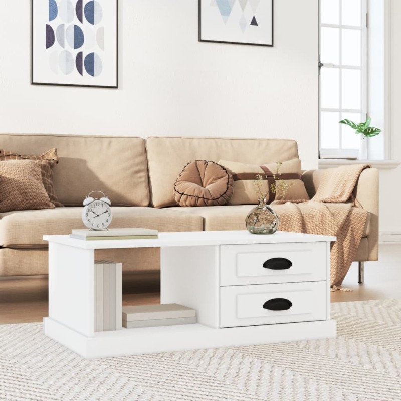 vidaXL Couchtisch Weiß 90x50x35 cm Holzwerkstoff vidaXL Couchtisch Weiß 90x50x35 cm Holzwerkstoff