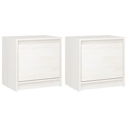 vidaXL Nachttische 2 Stk. Weiß 40x30,5x40 cm Massivholz Kiefer 