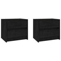 vidaXL Nachttische 2 Stk. Schwarz 40x30,5x35,5 cm Massivholz Kiefer