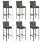 vidaXL Barhocker mit Kissen 6 Stk. Grau Poly Rattan vidaXL Barhocker mit Kissen 6 Stk. Grau Poly Rattan