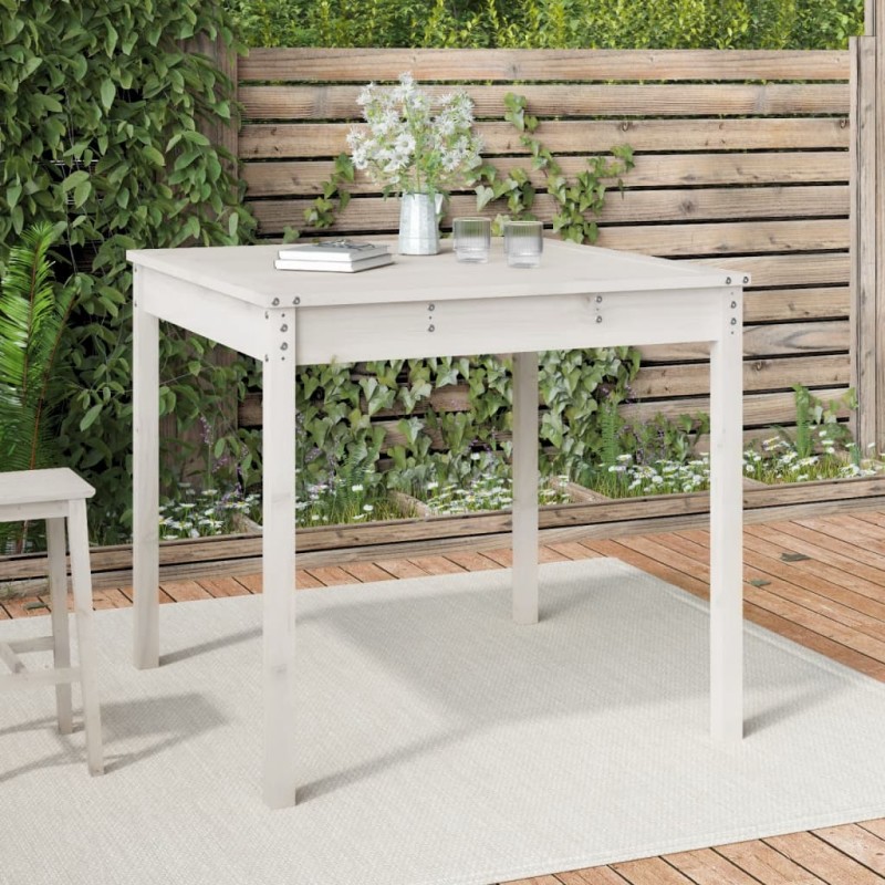 vidaXL Gartentisch Weiß 82,5x82,5x76 cm Massivholz Kiefer vidaXL Gartentisch Weiß 82,5x82,5x76 cm Massivholz Kiefer