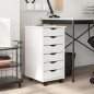 vidaXL Rollschrank mit Schubladen MOSS Weiß Massivholz Kiefer vidaXL Rollschrank mit Schubladen MOSS Weiß Massivholz Kiefer
