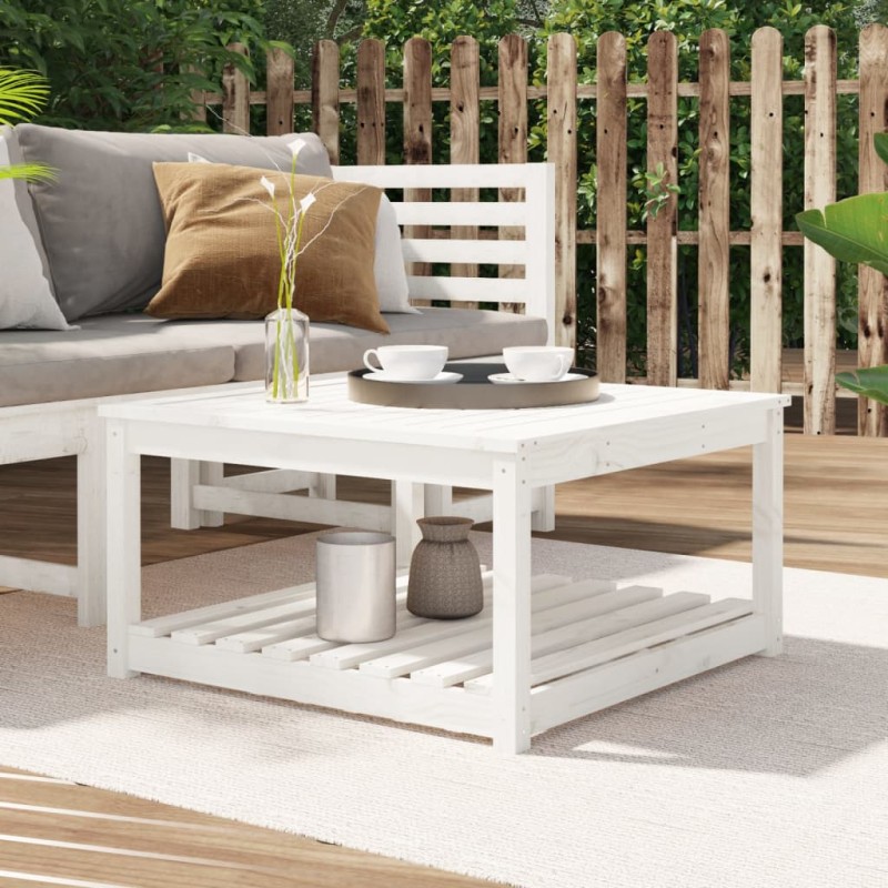 vidaXL Gartentisch Weiß 82,5x82,5x45 cm Massivholz Kiefer vidaXL Gartentisch Weiß 82,5x82,5x45 cm Massivholz Kiefer