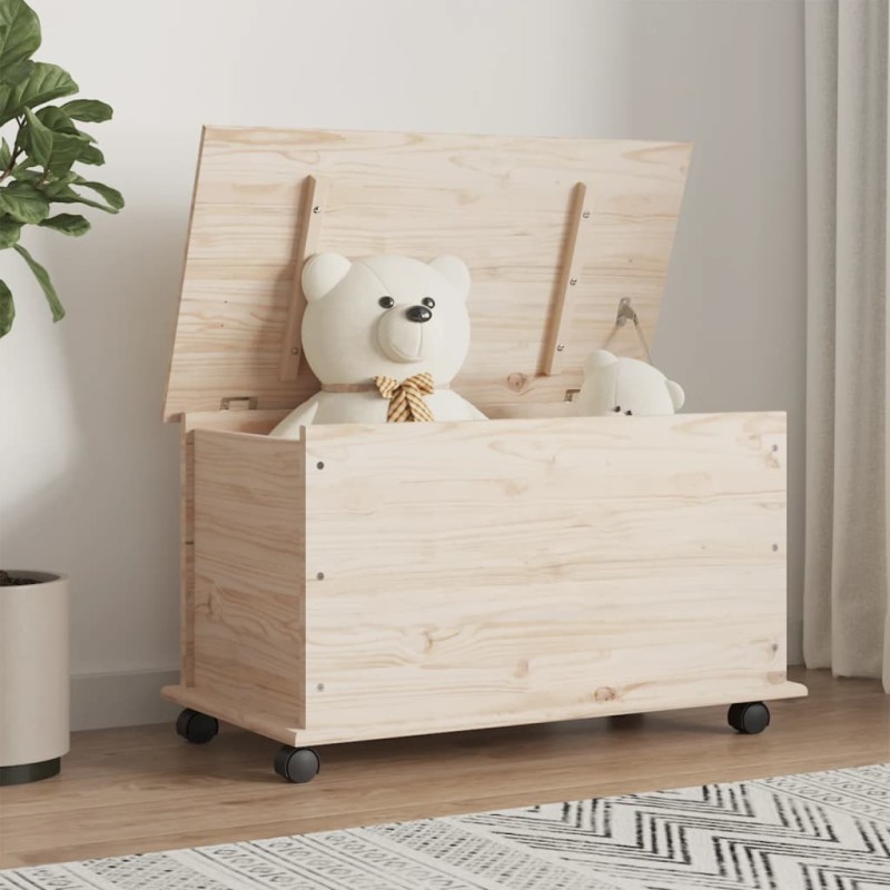 vidaXL Truhe mit Rollen ALTA 73x39,5x44 cm Massivholz Kiefer vidaXL Truhe mit Rollen ALTA 73x39,5x44 cm Massivholz Kiefer