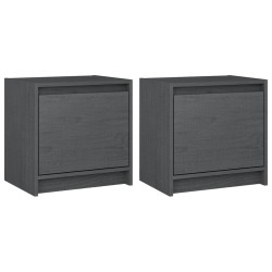 vidaXL Nachttische 2 Stk. Grau 40x30,5x40 cm Massivholz Kiefer