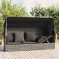 vidaXL Outdoor-Loungebett mit Dach und Kissen Grau Poly Rattan vidaXL Outdoor-Loungebett mit Dach und Kissen Grau Poly Rattan