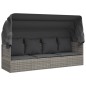 vidaXL Outdoor-Loungebett mit Dach und Kissen Grau Poly Rattan vidaXL Outdoor-Loungebett mit Dach und Kissen Grau Poly Rattan