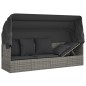 vidaXL Outdoor-Loungebett mit Dach und Kissen Grau Poly Rattan vidaXL Outdoor-Loungebett mit Dach und Kissen Grau Poly Rattan