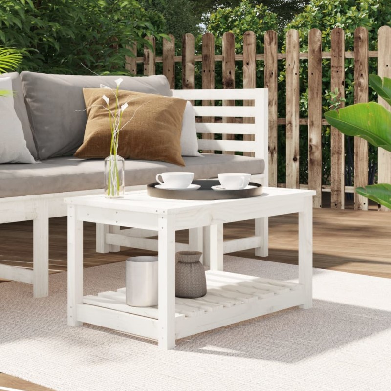 vidaXL Gartentisch Weiß 82,5x50,5x45 cm Massivholz Kiefer vidaXL Gartentisch Weiß 82,5x50,5x45 cm Massivholz Kiefer