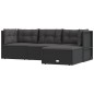4-tlg. Garten-Lounge-Set mit Kissen Schwarz Poly Rattan 4-tlg. Garten-Lounge-Set mit Kissen Schwarz Poly Rattan