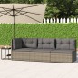 3-tlg. Garten-Lounge-Set mit Kissen Grau Poly Rattan 3-tlg. Garten-Lounge-Set mit Kissen Grau Poly Rattan
