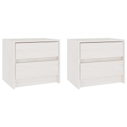 vidaXL Nachttische 2 Stk. Weiß 40x30,5x35,5 cm Massivholz Kiefer