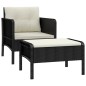 vidaXL 2-tlg. Garten-Lounge-Set mit Kissen Schwarz Poly Rattan vidaXL 2-tlg. Garten-Lounge-Set mit Kissen Schwarz Poly Rattan