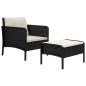 vidaXL 2-tlg. Garten-Lounge-Set mit Kissen Schwarz Poly Rattan vidaXL 2-tlg. Garten-Lounge-Set mit Kissen Schwarz Poly Rattan