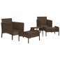 5-tlg. Garten-Lounge-Set mit Kissen Braun Poly Rattan 5-tlg. Garten-Lounge-Set mit Kissen Braun Poly Rattan