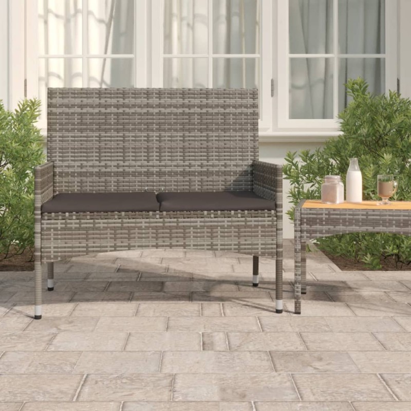 Gartenbank 2-Sitzer mit Kissen Grau Poly Rattan Gartenbank 2-Sitzer mit Kissen Grau Poly Rattan