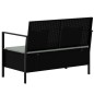 vidaXL Gartenbank 2-Sitzer mit Kissen Schwarz Poly Rattan vidaXL Gartenbank 2-Sitzer mit Kissen Schwarz Poly Rattan