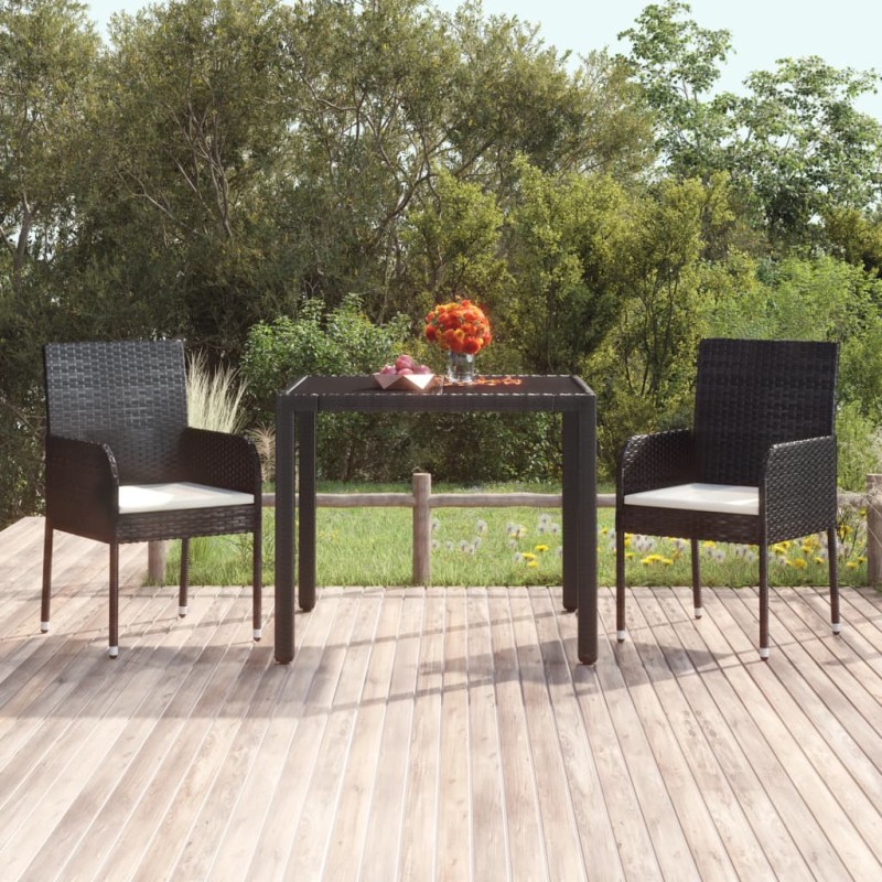 vidaXL Gartenstühle mit Kissen 2 Stk. Poly Rattan Schwarz vidaXL Gartenstühle mit Kissen 2 Stk. Poly Rattan Schwarz