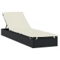 Sonnenliege mit Runddach Schwarz 211x57x140 cm Poly Rattan Sonnenliege mit Runddach Schwarz 211x57x140 cm Poly Rattan