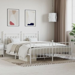 vidaXL Bettgestell mit Kopf- und Fußteil Metall Weiß 180x200 cm