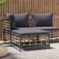 vidaXL Gartenhocker mit Dunkelgrauem Kissen Poly Rattan vidaXL Gartenhocker mit Dunkelgrauem Kissen Poly Rattan