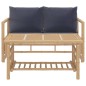 2-tlg. Garten-Lounge-Set mit Dunkelgrauen Kissen Bambus 2-tlg. Garten-Lounge-Set mit Dunkelgrauen Kissen Bambus