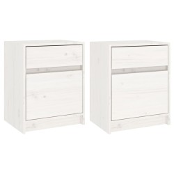vidaXL Nachttische 2 Stk. Weiß 40x31x50 cm Massivholz Kiefer